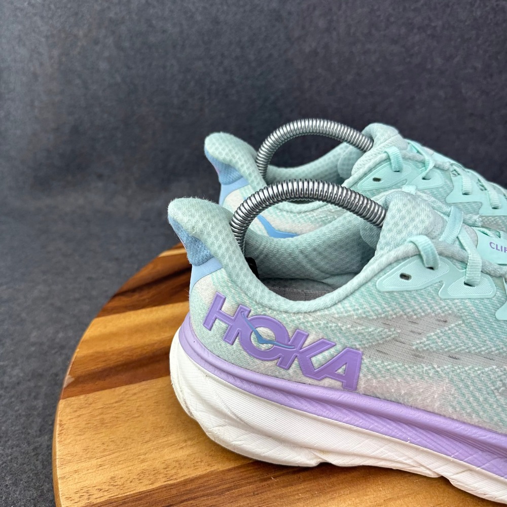 Hoka Clifton 9 Womens Running Shoes Sz 9.5B Sunlit Ocean Lilac Mist 1127896 - Picture 2 of 13